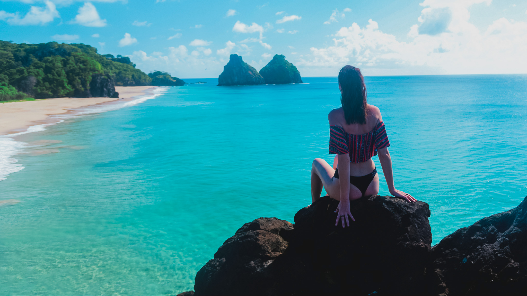 Guide to Fernando de Noronha Beaches - Praia do Bode viewpoint to Morro Dois Irmãos