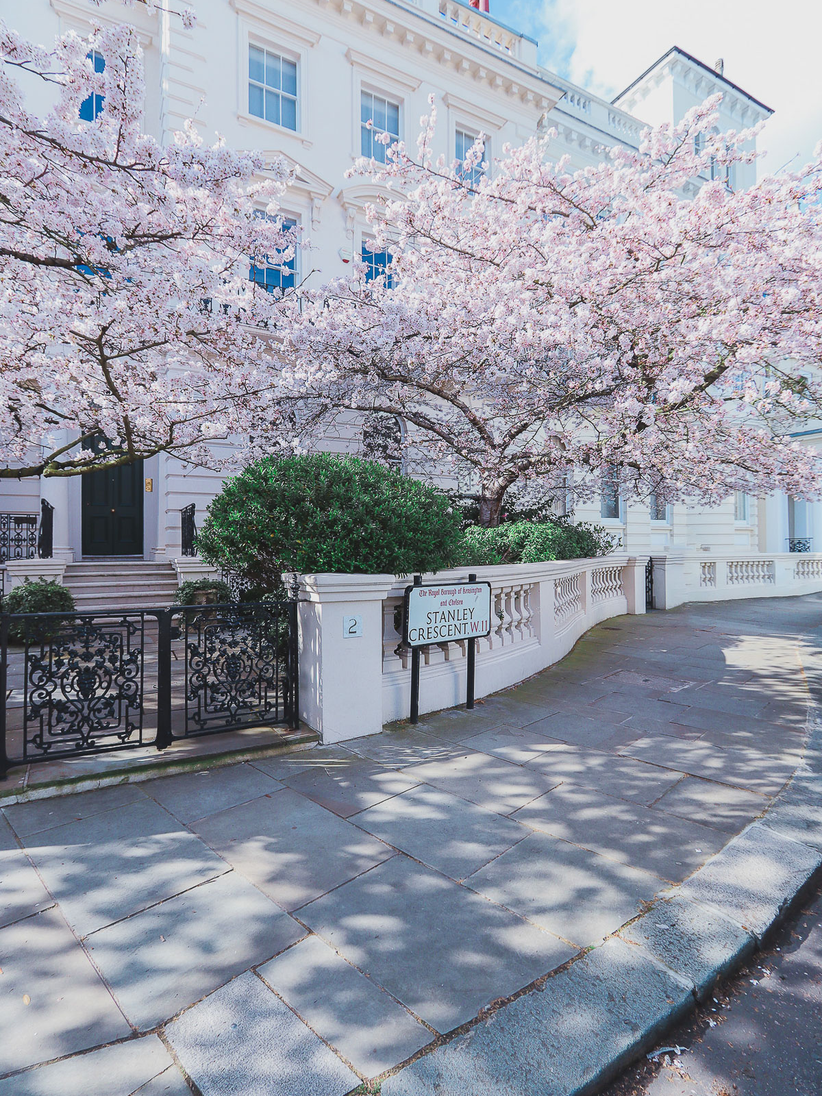 Stanley Crescent is one of the places where to find cherry blossoms in London